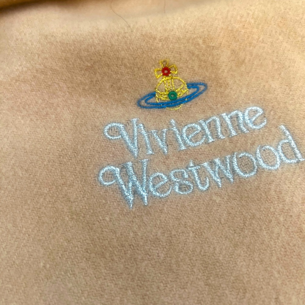 Vivienne Westwood Women's Embroidered Lambswool Scarf 30X180 - Camel